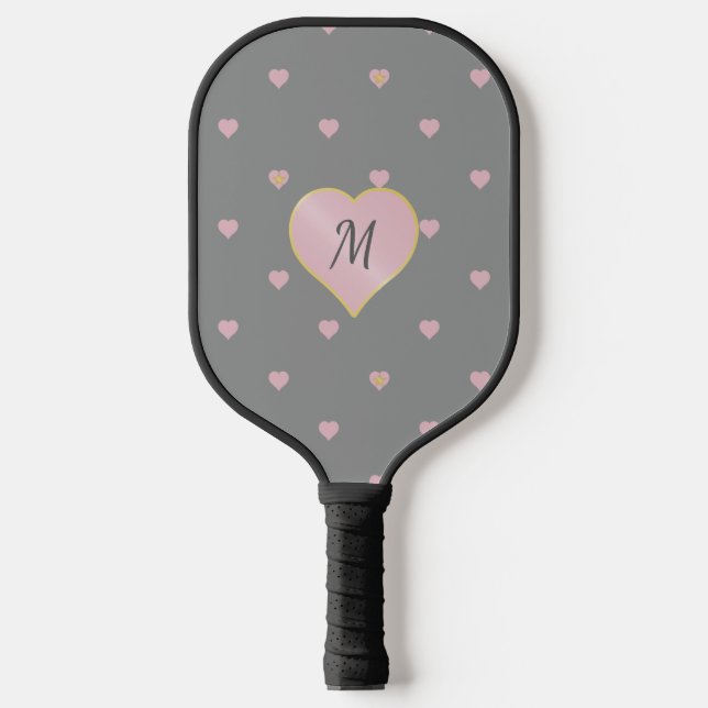 Stars Within Hearts on Grey Pickleball Paddle (Front)