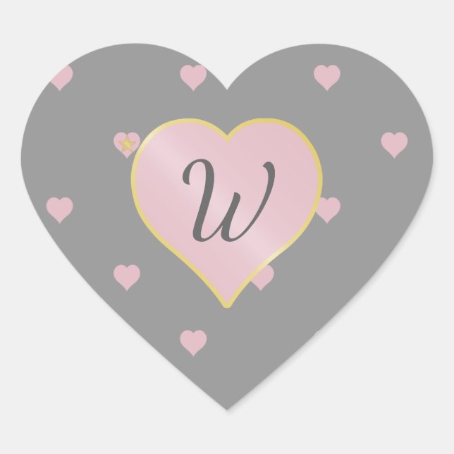 Stars Within Hearts on Grey Sticker (Front)