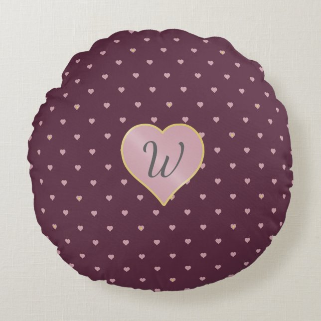 Stars Within Hearts on Port Round Pillow (Front)