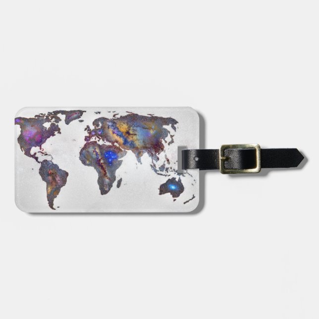 Stars world map luggage tag (Front Horizontal)
