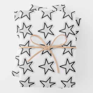 Stars Wrapping Paper Flat Sheet Set of 3