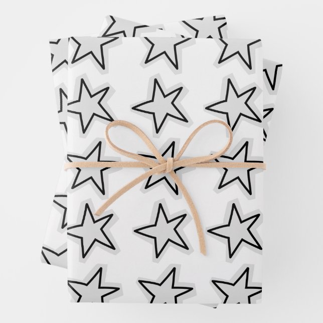 Stars Wrapping Paper Flat Sheet Set of 3 (In situ)