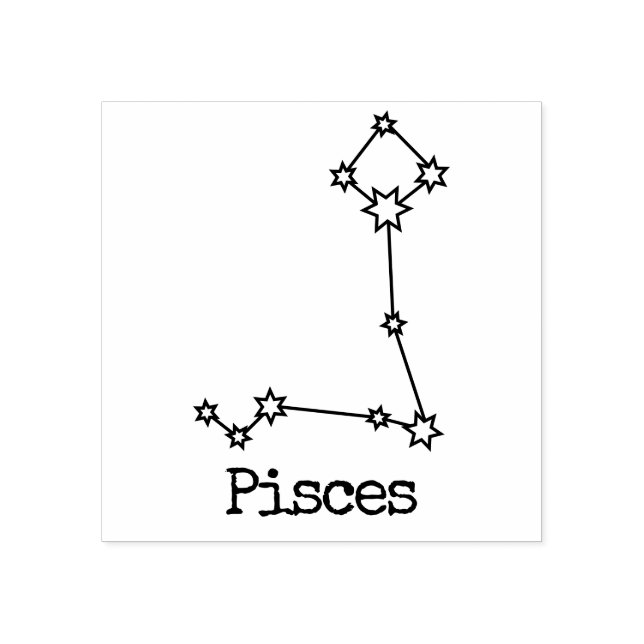 Stars Zodiac Celestial Horoscope Pisces Rubber Stamp (Imprint)