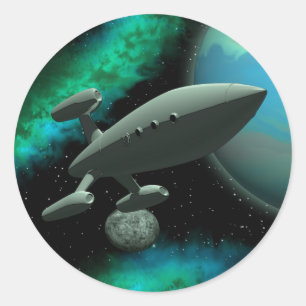 Starship Explorer (Round) Classic Round Sticker