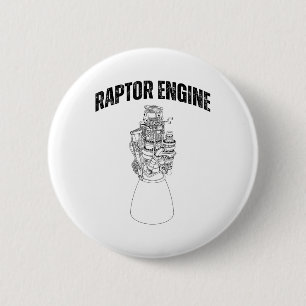 Starship Raptor Engine For Space Explorers & R 6 Cm Round Badge