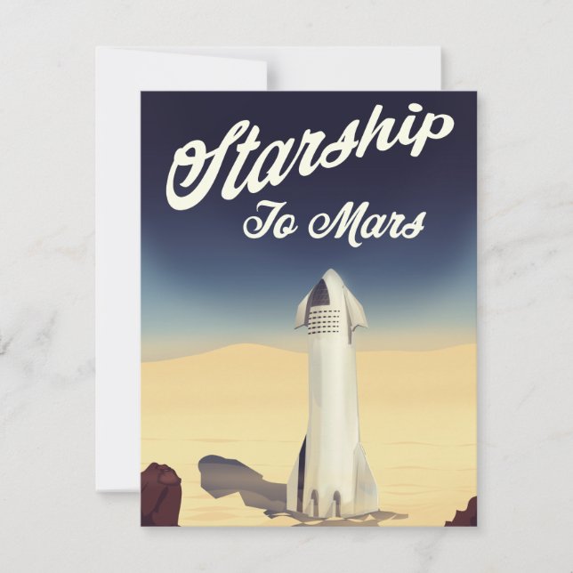 Starship to Mars vintage style space travel. (Front)