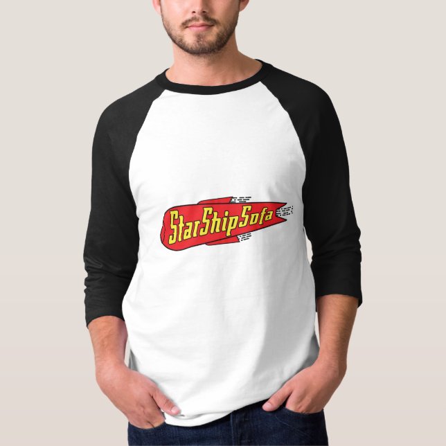 StarShipSofa Red/yellow 3/4 Sleeve Raglan T-Shirt (Front)