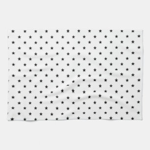 STARSO7 BLACK WHITE STARS PATTERN GRAPHICS BACKGRO TEA TOWEL