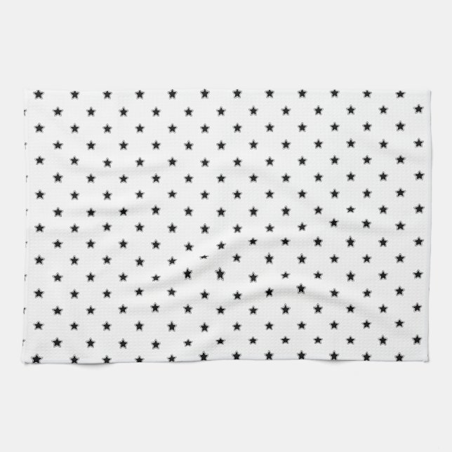 STARSO7 BLACK WHITE STARS PATTERN GRAPHICS BACKGRO TEA TOWEL (Horizontal)