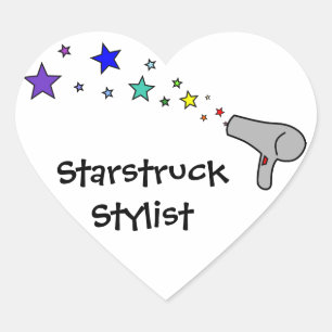 Starstruck Stylist - Rainbow Stars & Hair Dryer Heart Sticker