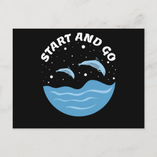 Start and Go! - Cute Dolphins Postcard
