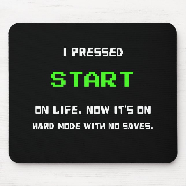 START Button Retro 8 Bit Pixel Art Gamer Gaming  Mouse Pad (Front)