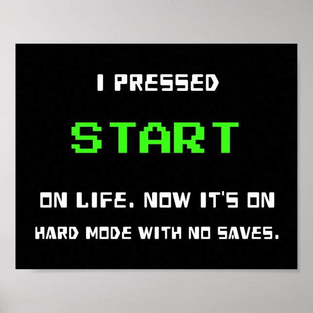START Button Retro 8 Bit Pixel Art Gamer Gaming Poster (Front)