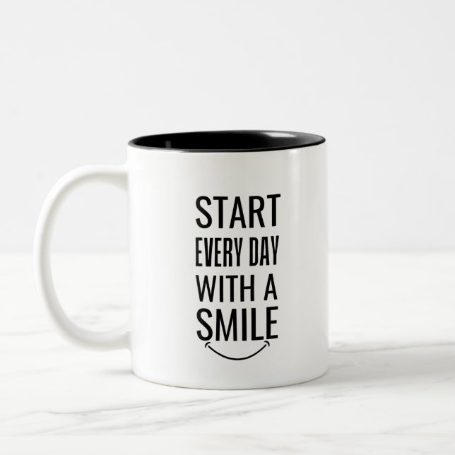 Start every day with a smile Two-Tone coffee mug (Left)