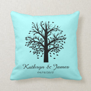 Start of New Family Tree, names/date; black/mint Cushion