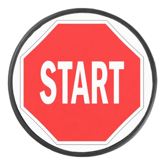 start road traffic sign symbol stop hockey puck (Front)