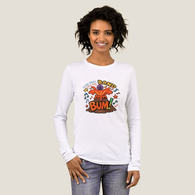 Start Small Grow Big Band Volcano White Long Sleev Tri-Blend Shirt (Front Full)
