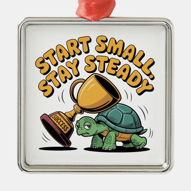 Start Small. Stay Steady Metal Tree Decoration (Front)