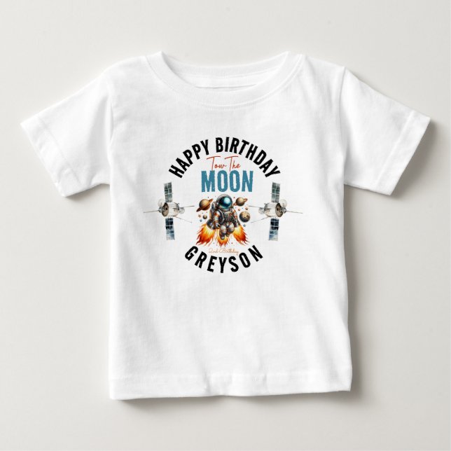  start tow the moon 2nd Birthday Space  Baby T-Shirt (Front)
