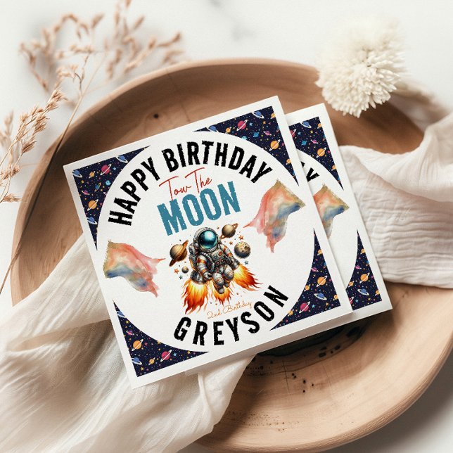  start tow the moon 2nd Birthday Space  Napkin (Creator Uploaded)