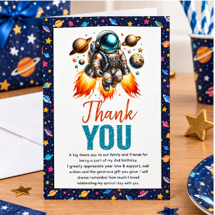 Start Two the Moon 2nd Birthday Space Thank You Card