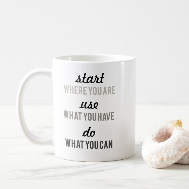 start where you are motivational quote coffee mug (With Donut)