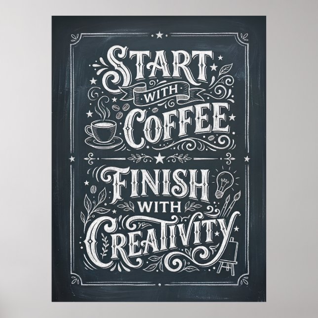 start with coffee finish with creativity poster (Front)