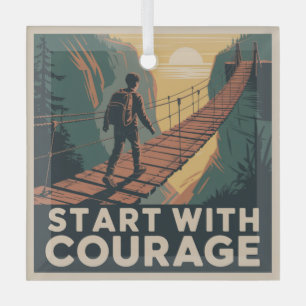 Start With Courage Glass Tree Decoration