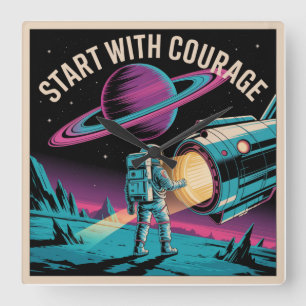 Start With Courage Square Wall Clock