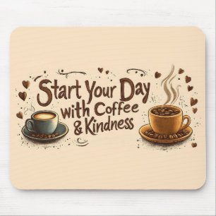 Start Your Day with Coffee & Kindness Quote Mouse Pad