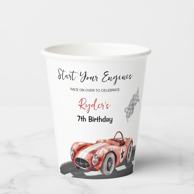 Start Your Engine Any Age Birthday  Paper Cups (Front)