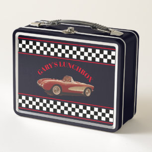 Start Your Engine, Red Corvette Metal Lunchbox