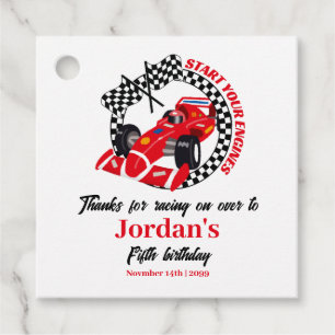 Start Your Engines Red Race Car Any Age Thank You Favour Tags