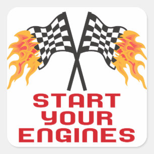 Start Your Engines Square Sticker