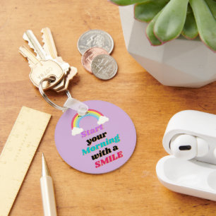 Start your Morning with a Smile Button Keychain