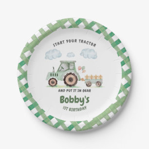 Start Your Tractor 1st Birthday Paper Plate