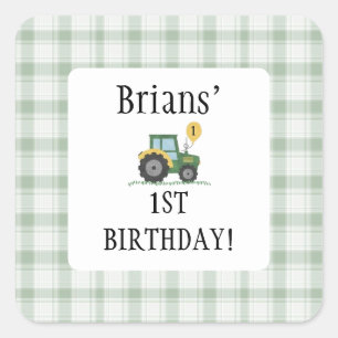 Start Your Tractor Children Birthd Square Sticker