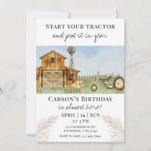 Start Your Tractor  Invitation