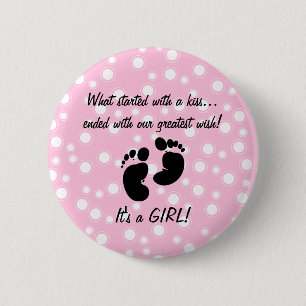Started With A Kiss Wish Pink Custom 6 Cm Round Badge