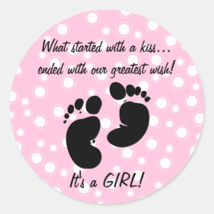 Started With A Kiss Wish Pink Custom Classic Round Sticker