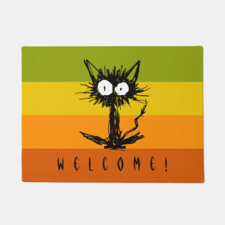 Startle Black Cat Doormat