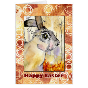 Startled Hare Easter card