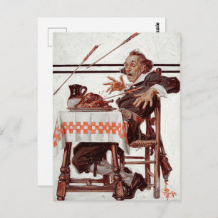 Startled Pilgrim. Vintage Art Thanksgiving Postcard