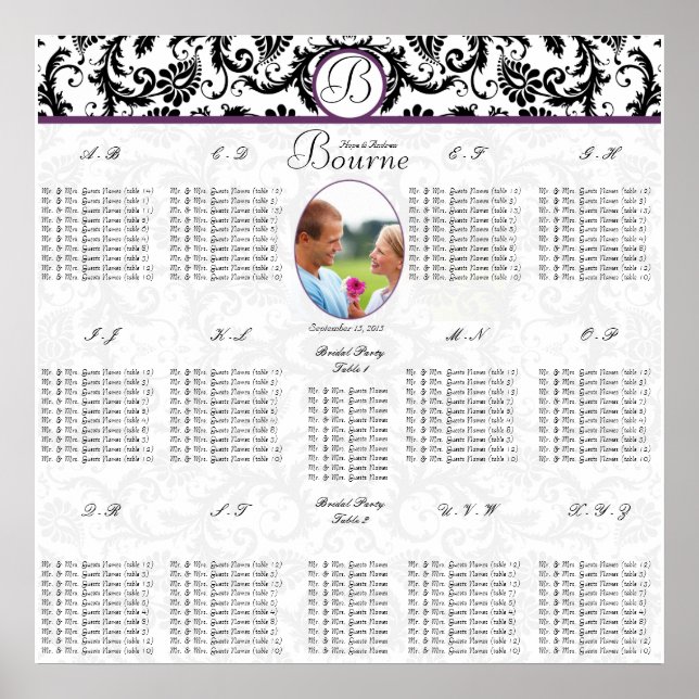 Starts at $12.80 Wedding Photo Seating Chart (Front)