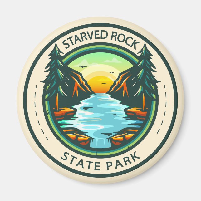 Starved Rock State Park Illinois Badge Magnet (Front)