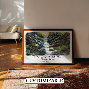 Starved Rock State Park Illinois Poster, Watercolo Poster