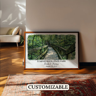 Starved Rock State Park Illinois Poster, Watercolo Poster
