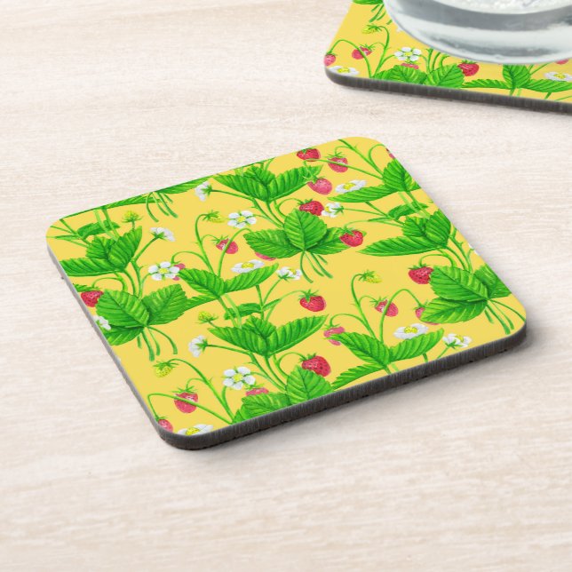 Starwberry garden on yellow coaster (Left Side)