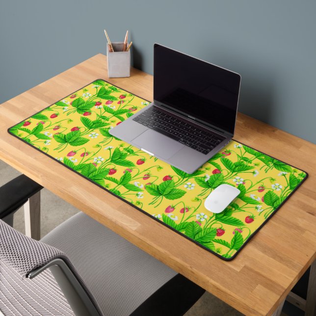 Starwberry garden on yellow desk mat (Office 2)