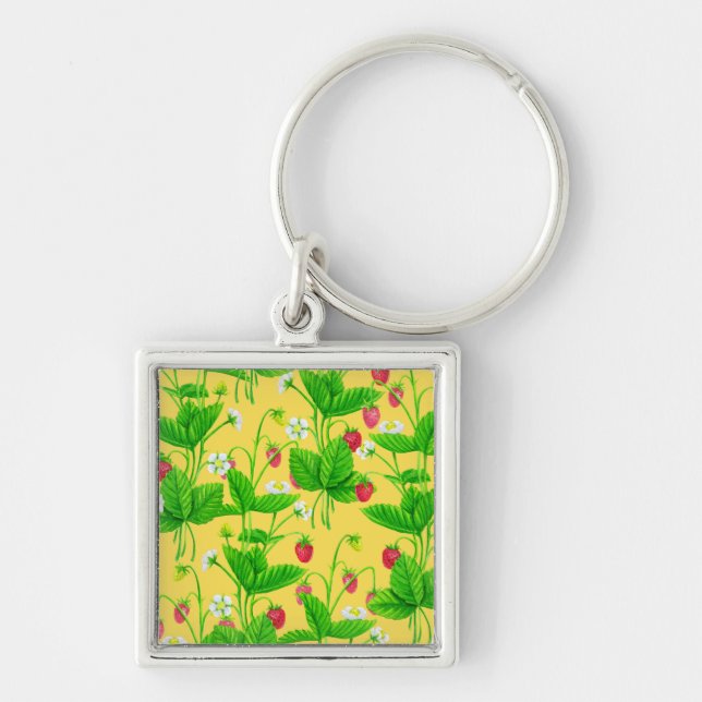Starwberry garden on yellow key ring (Front)